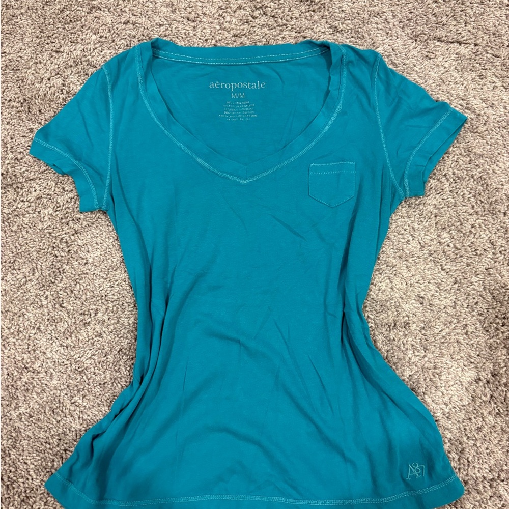 Aeropostale Women's Turquoise Short Sleeve Tee
